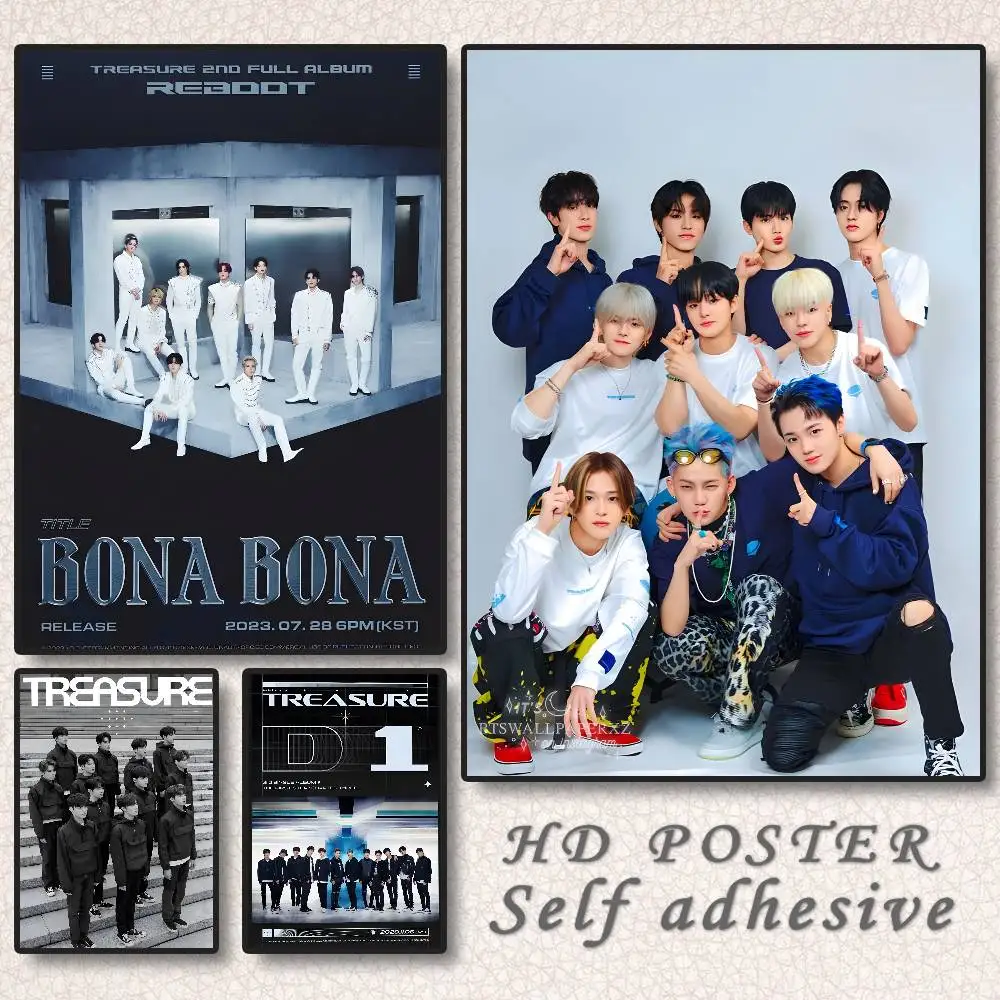 ملصق Kpop GROUP T-TREASURE عالي الدقة جدار لاصق مقاوم للماء لغرفة المعيشة المنزلية وغرفة النوم والديكور الجمالي