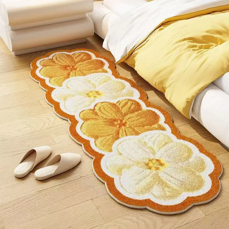 

VIKAMAins Flower Plush Carpet Bedroom Bedside Blanket Living Room Bay Window Dirt-Resistant Anti-Slip Floor Mat Home Decoration