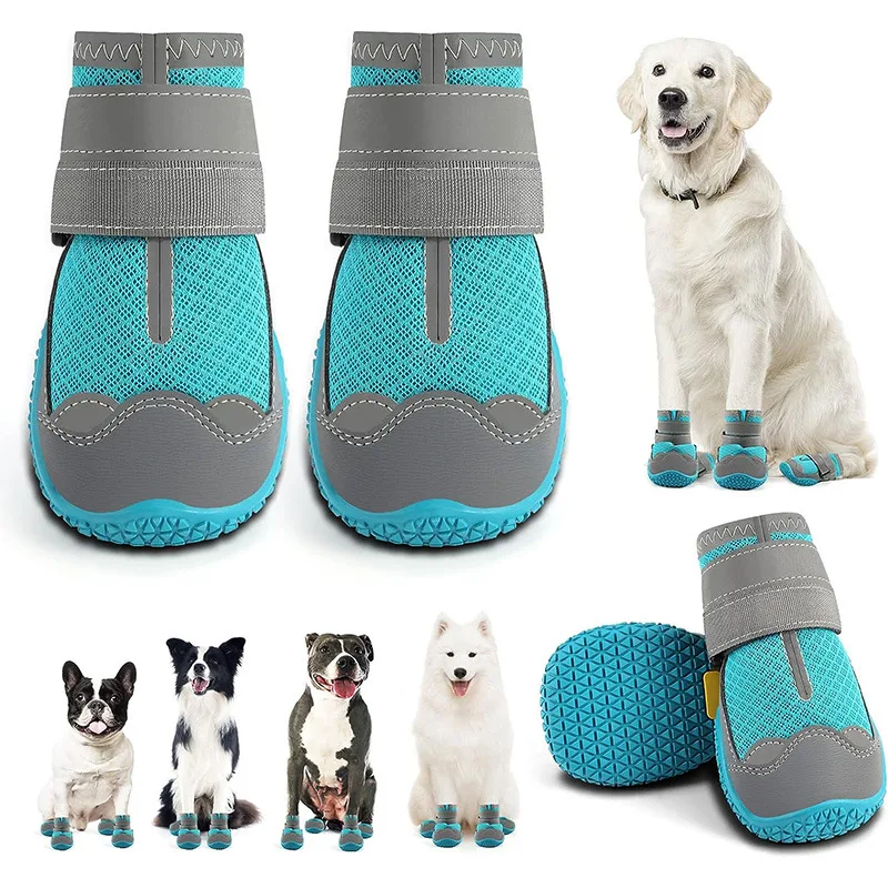 

Socks Footwear For Medium Large Dog 4pcs/set Pet Dog Shoes Reflective Waterproof Dog Boots Warm Snow Rain Pets Booties Anti-slip