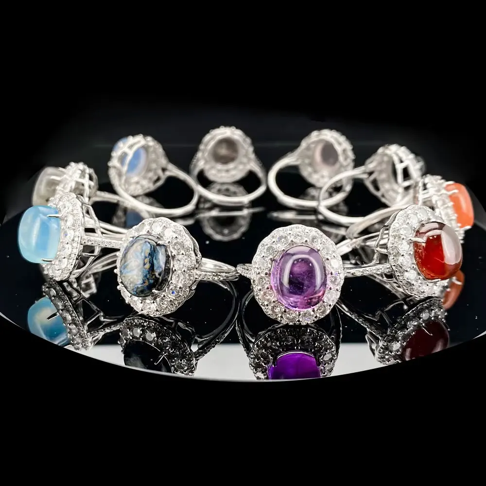 خاتم فاخر من الفضة الإسترليني عيار 925 مع كريستال فانتوم طبيعي بيضاوي 9*11 ملم، خاتم نسائي رائع وأنيق لحفلات الزفاف #5