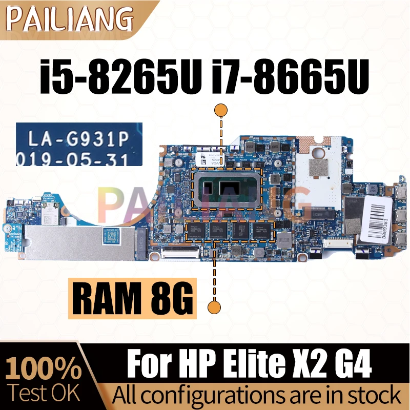 For HP Elite X2 G4 Laptop Mainboard LA-G931P i5-8265U i7-8665U RAM 8G Notebook Motherboard Full Test