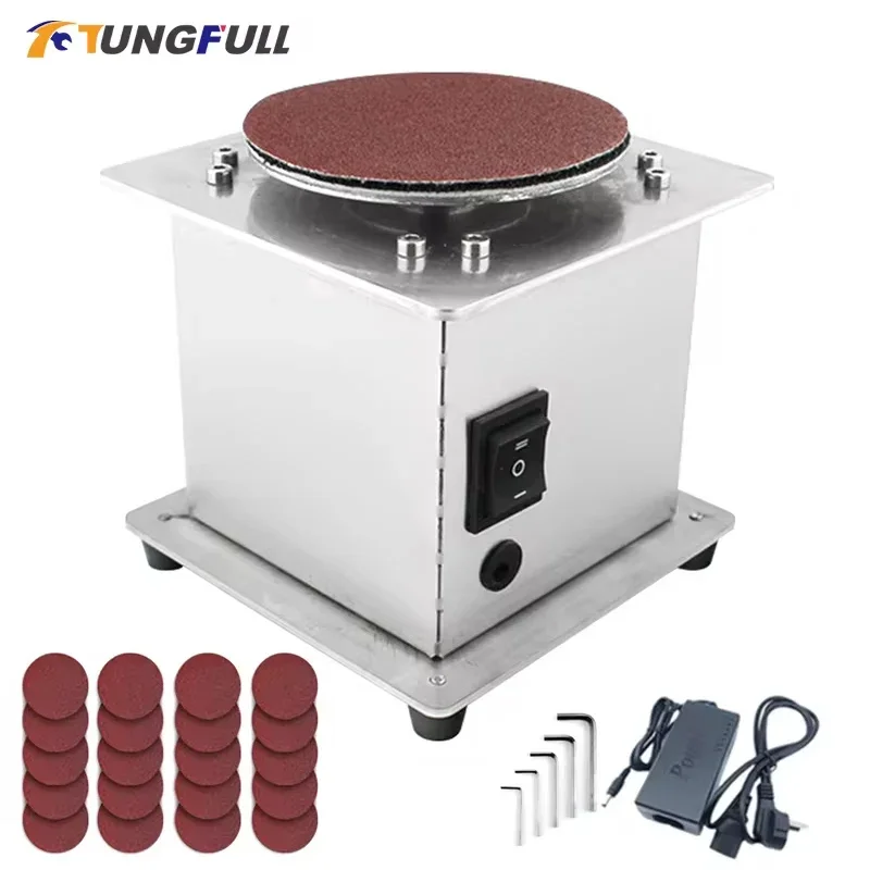 

Mini Bench Disc Sander 220V with 7 Variable Speed Electric Edge Sharpener Self-adhesive Sanding Roller Benchtop Grinding Machine