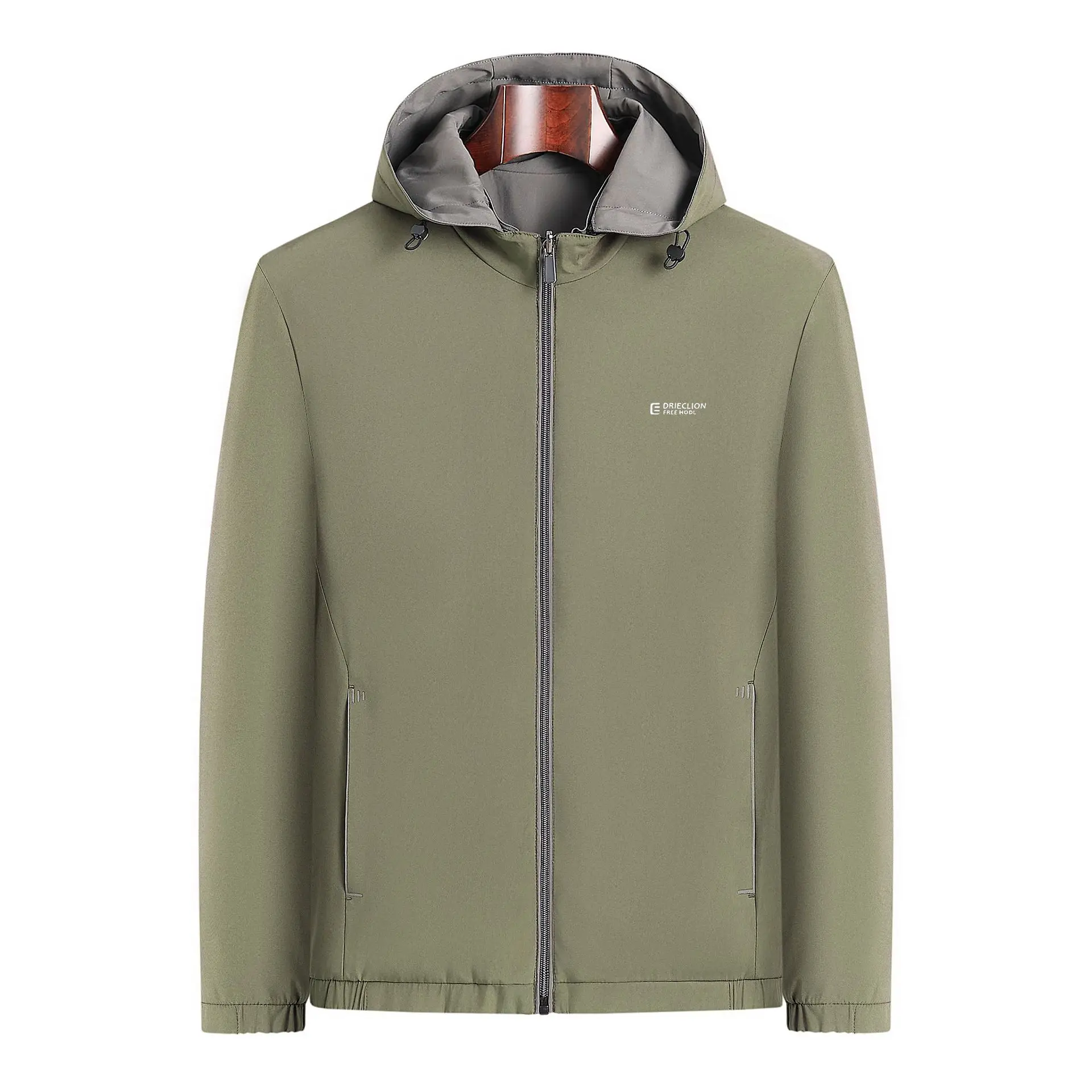 

Men Reversible Hooded Jacket Double Sided Windbreaker Autumn Casual Zip Up Coat Hood Loose Fit Outdoor Lightweight Jacket