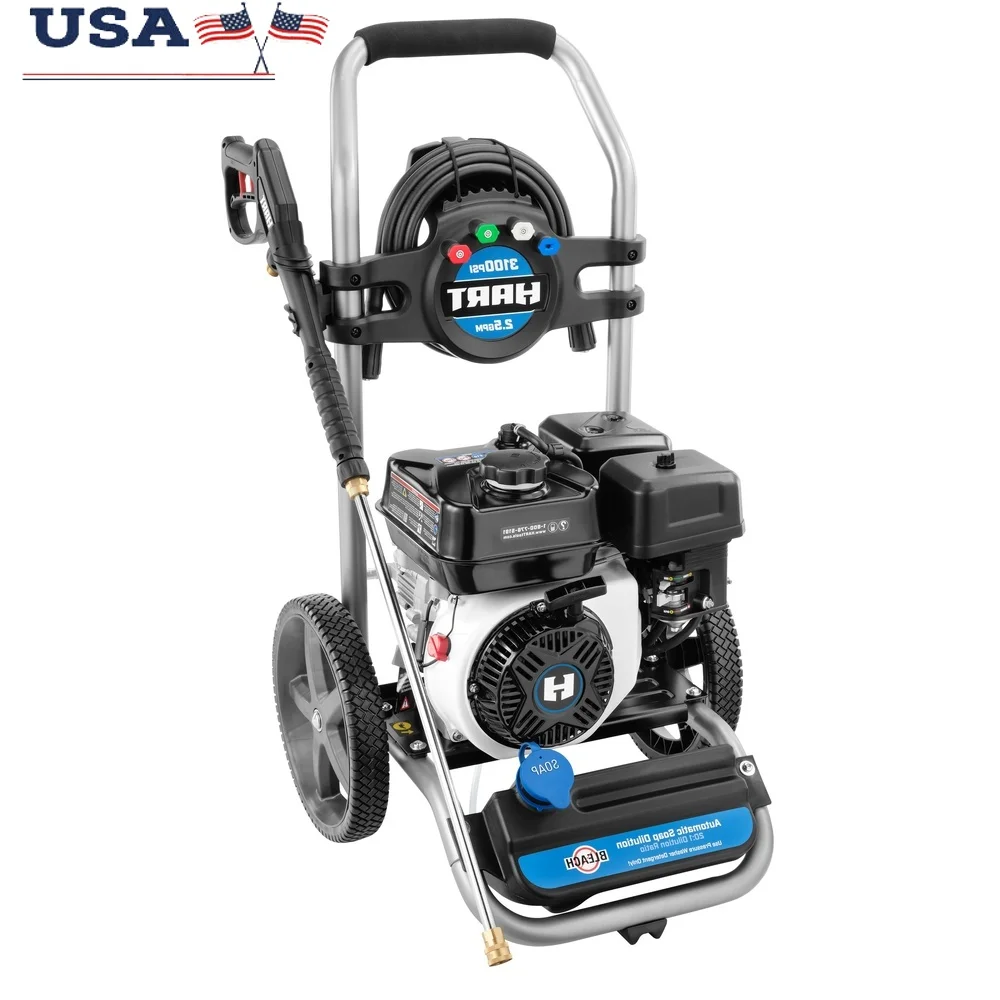 

3100 PSI Gas Powered Pressure Washer 25ft Hose 2.5 GPM 212cc Engine 4 Quick Connect Nozzles Onboard Storage Flat Free Wheels