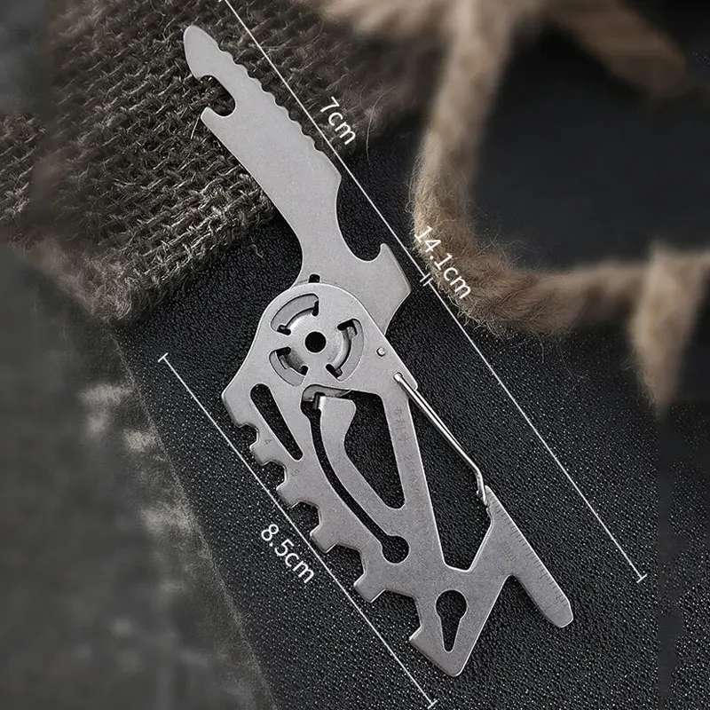 1PC Portable Stainless Steel Multifunction Keychain Card Folding Cutting Tools Sabre Card Outdoor Camping Bottle Opener Tools
