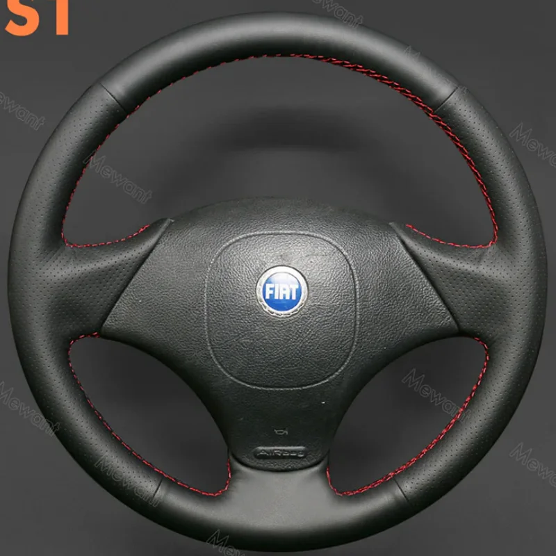 For Fiat Albea Palio Weekend 2002 DIY Black Leather Car Steering Wheel Cover Car Wheel Wrap Car Accessories