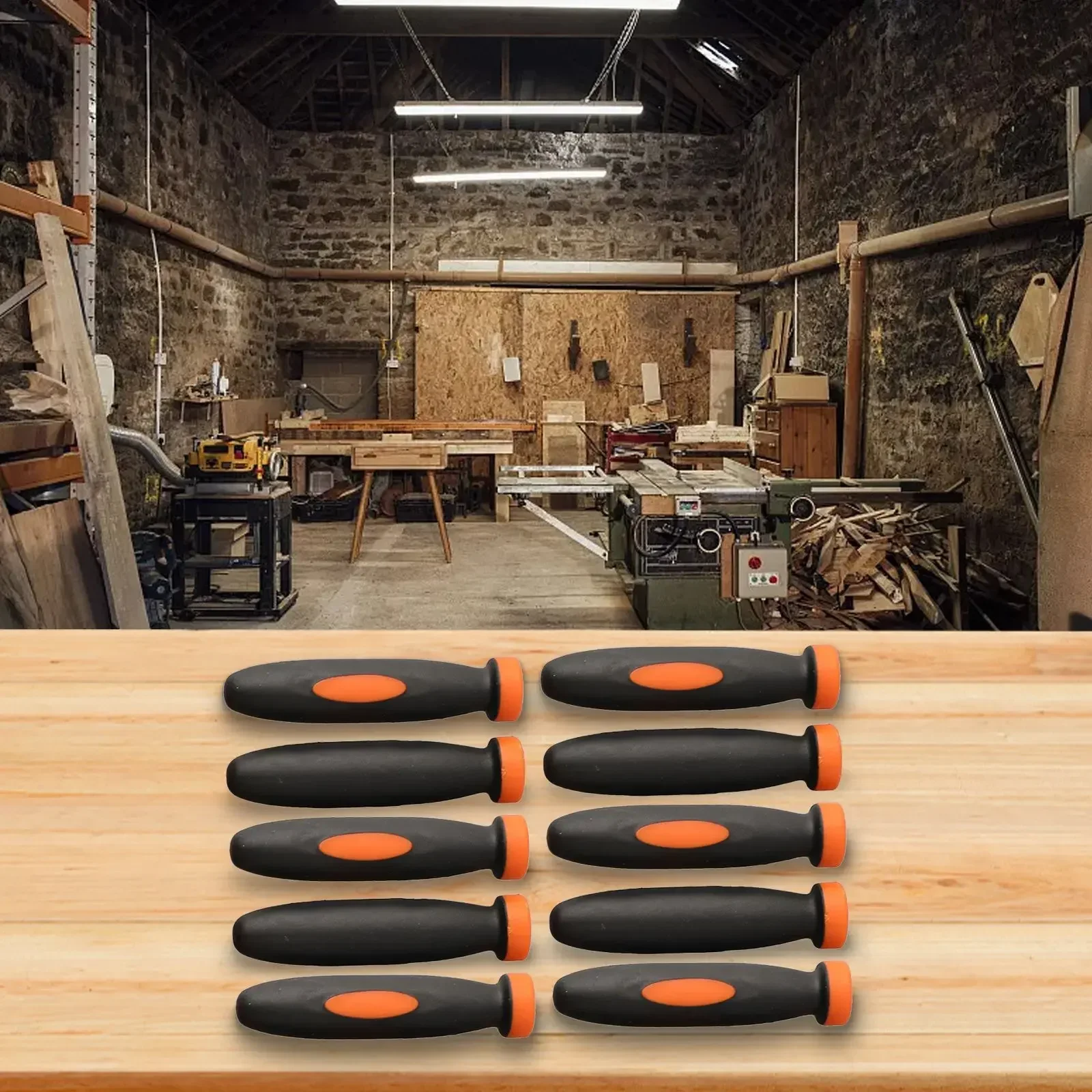 Practical High Quality Handles File Rubber Files Handles Rubber 2.36Inch Accessories Black+Orange Replacements