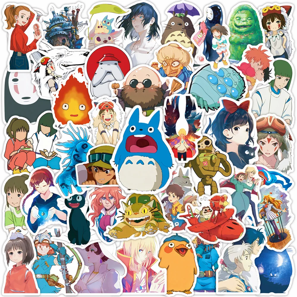 50pcs Cartoon Cute Miyazaki Hayao Spirited Away Graffiti Stickers Kid Toy Suitcase Laptop Waterproof Sticker Decoration Supplies