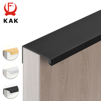 KAK Hidden Long Furniture Handles Black Kitchen Cabinet Handle Pulls Non Punched Aluminum Alloy Cupboard Door Handle Hardware