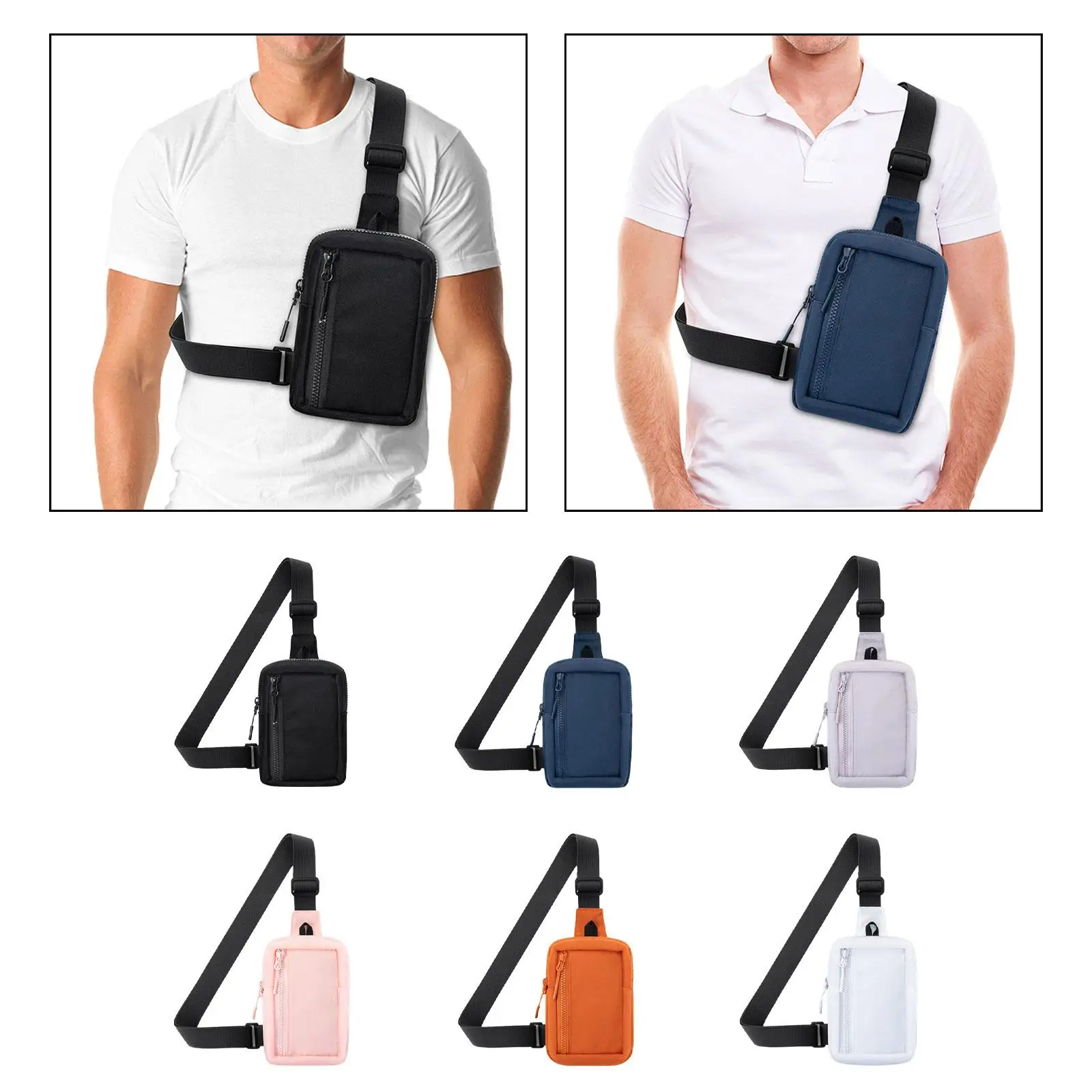 Bolsa leve de peito crossbody para homens e mulheres, bolsa pequena, bolsa de ombro, corrida, caminhada, academia, pesca, moda