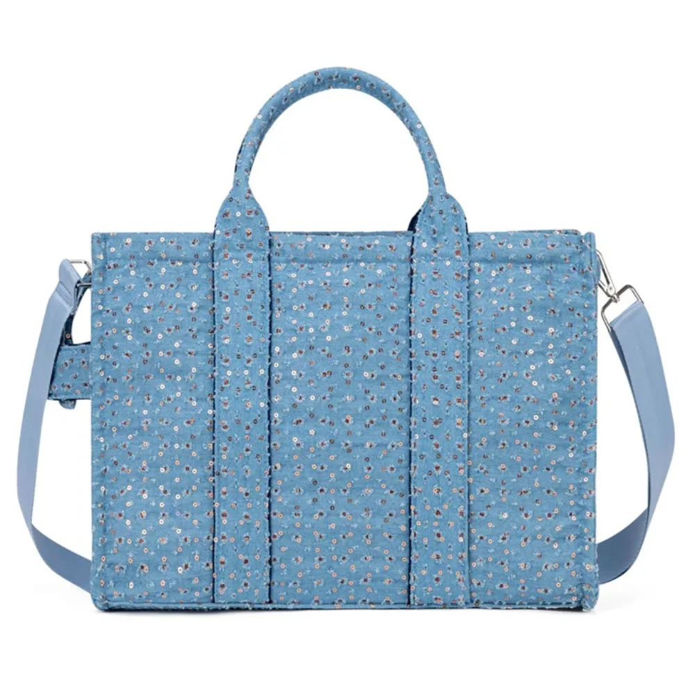 Large Capacity Sequins Canvas Tote Handlebags For Women Simple Canvas Decor Bucket Handbags Women Casual Shoulder Crossbody Bags