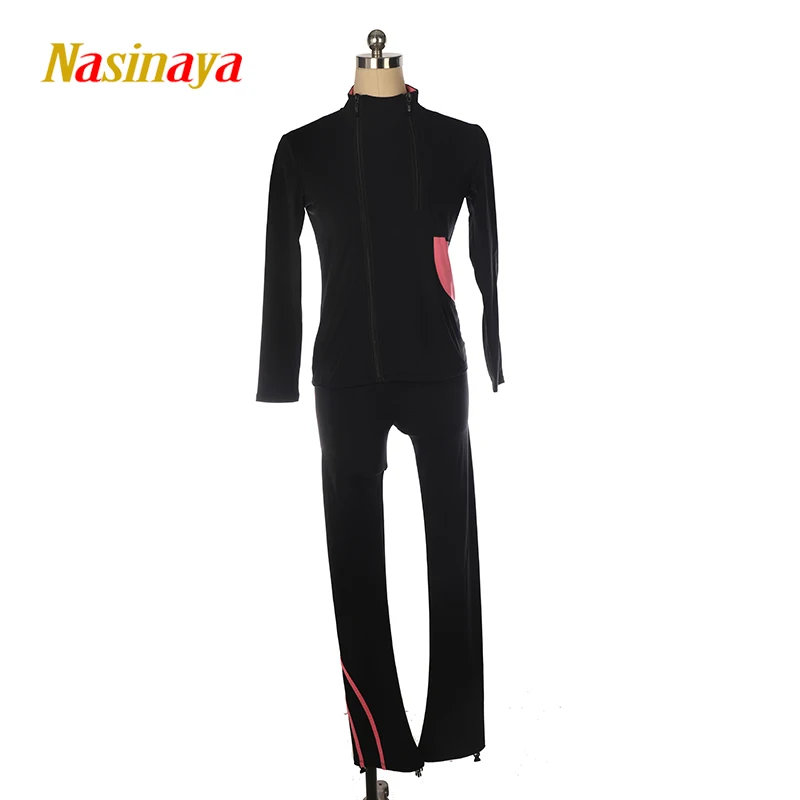 

Комплект для соревнований по фигурному катанию и художественной гимнастике, куртка и брюки, женская облегающая изоляционная молния с высоким воротом