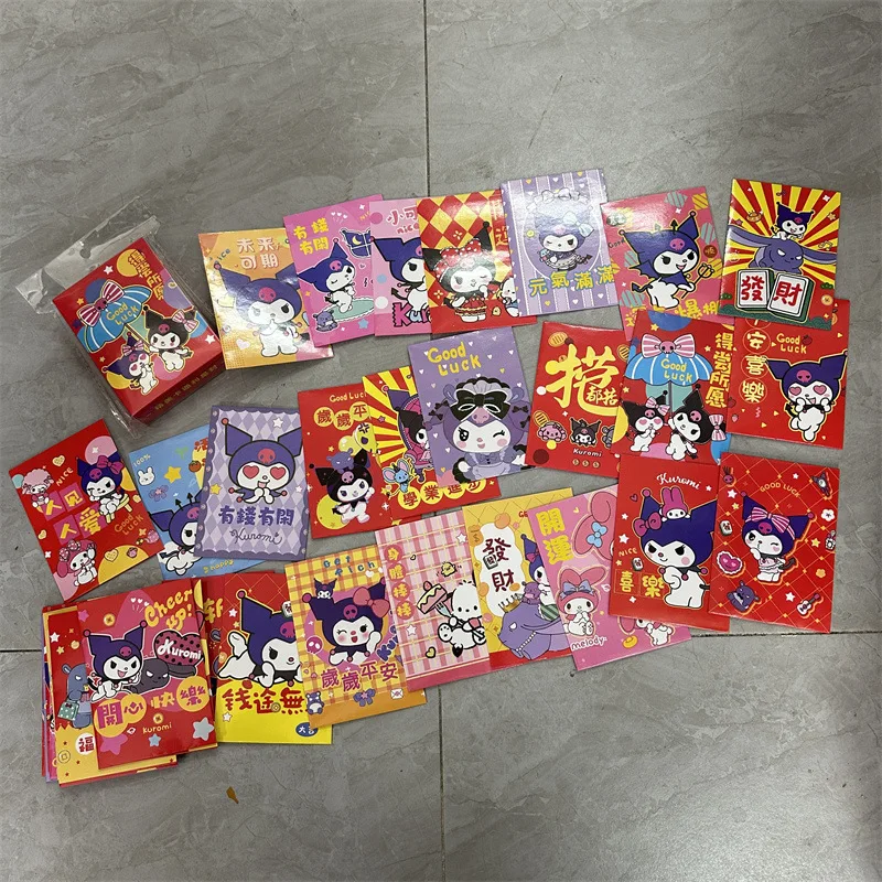 36Pcs/Lot  2025 Sanrio Snake Year Red Envelope Cinnamoroll Mymelody Kuromi Pom Pom Purin Pochacco Best Wishes Red Pocket Gift