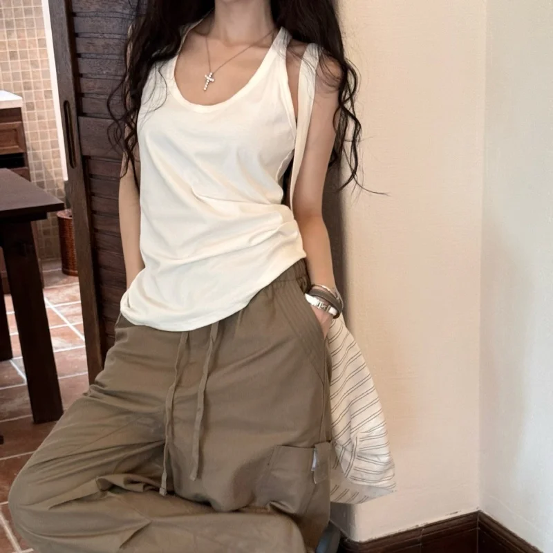 Kpop V-neck T-shirts Women Y2K Vintage Sexy Tops Slim Cross Backless Tees Shirts Korean Fashion Cheap Clothes Woman Tshirts