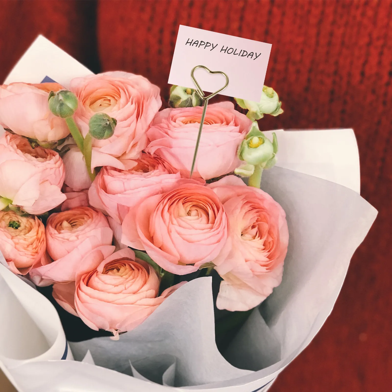 30 Piezas de Porta Tarjetas de Lugar Florales con Forma de Corazón, Clip para Números de Mesa para Bodas, Cumpleaños, Bailes de Graduación, con Alambre