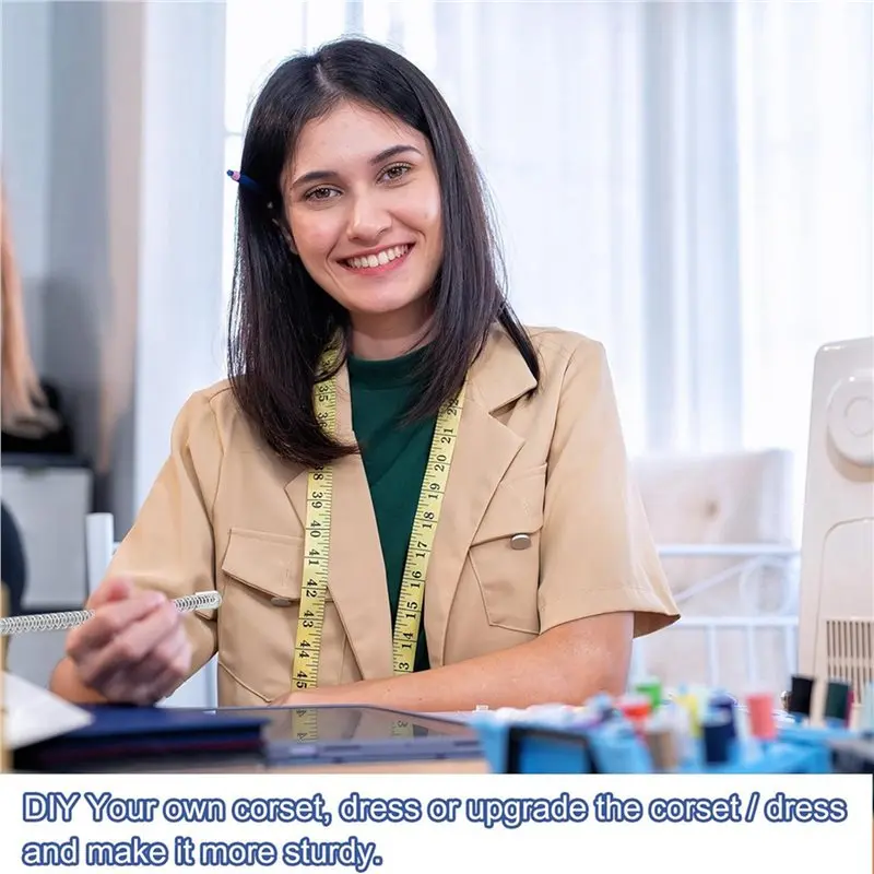 

【HOT ITEMS】2X Spiral Stainless Steel Boning, Flat Metal Corset Boning With 30 Steel Boning Tips For Corset Lacing Costume Hoop