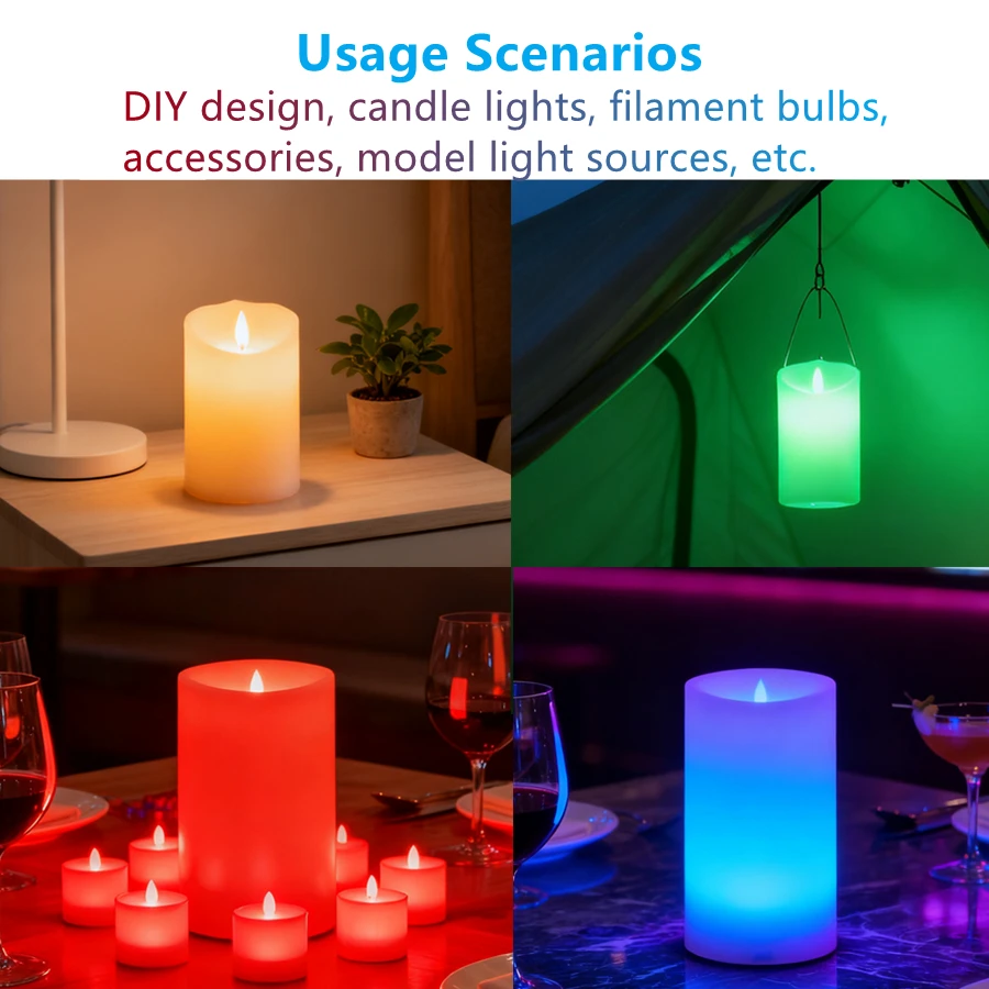 100~1 PACK LED Flame Filament 3V 5V DIY COB Candles Lamp with Packaging Flickering Flame Decoration Light Bulb Diode Accessories image 6