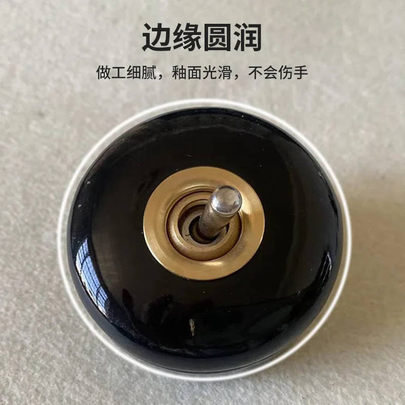 Retro French‑Style Circular Toggle Switch, Brass Hand Dial & Ceramic Base, Surface‑Mount Single‑Gang Double‑Control Wall Switch