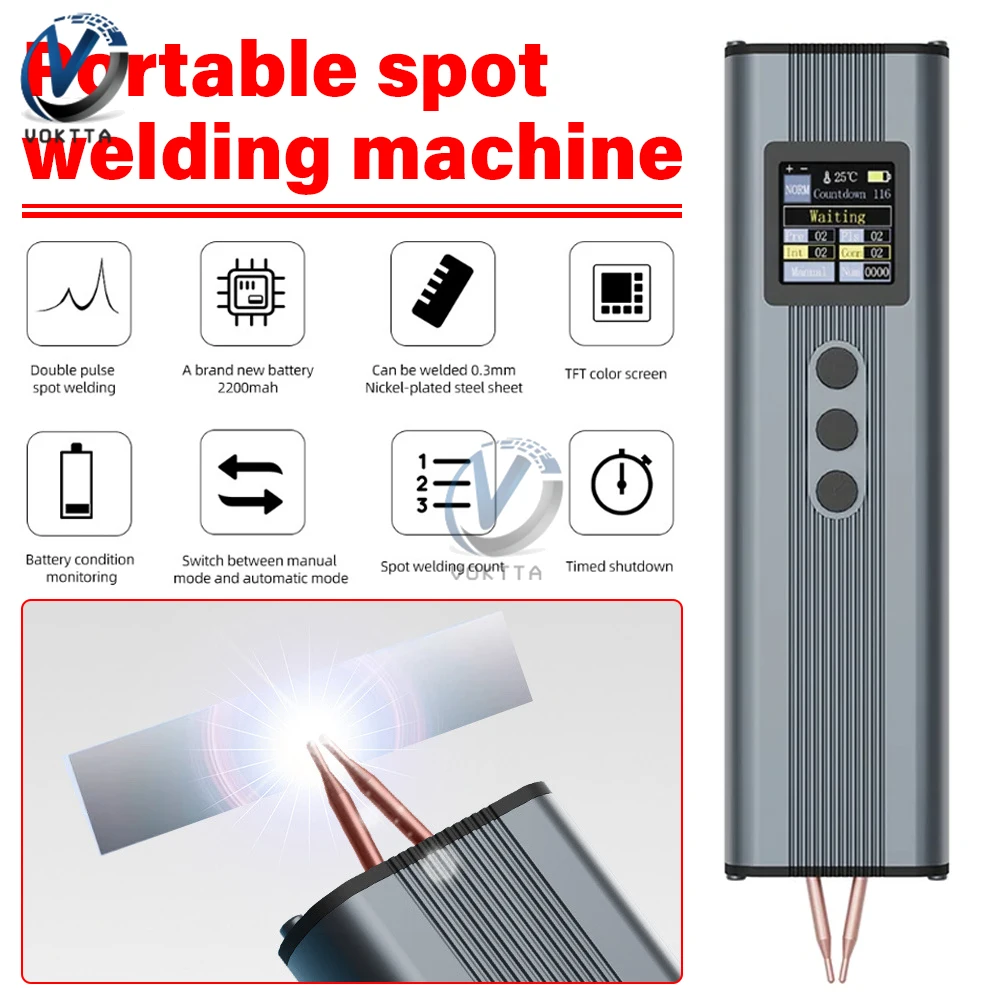 11 Gears Battery Spot Welder Adjustable Mini Portable Handheld Digital Display Spot Welding Machine Automatic Manual Upgraded H2