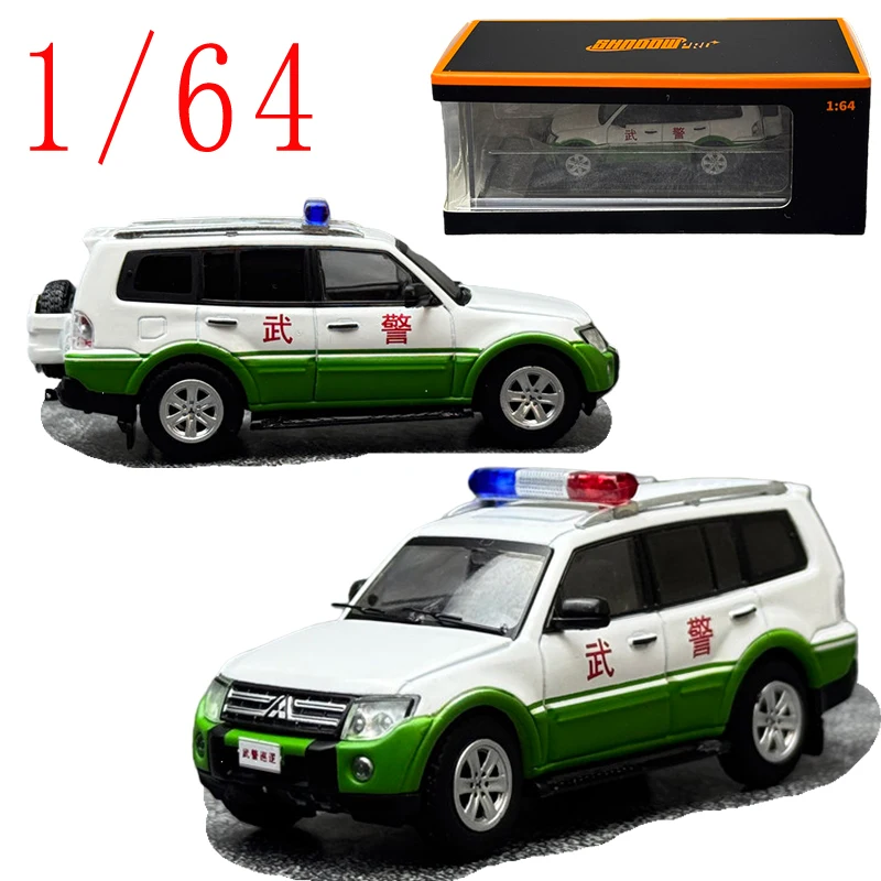 

Модель полицейского патрульного автомобиля Mitsubishi Pajero V97, масштаб 1/64, литая под давлением, из сплава, коллекционная модель внедорожника Mitsubishi, подарок для коллекционирования и демонстрации