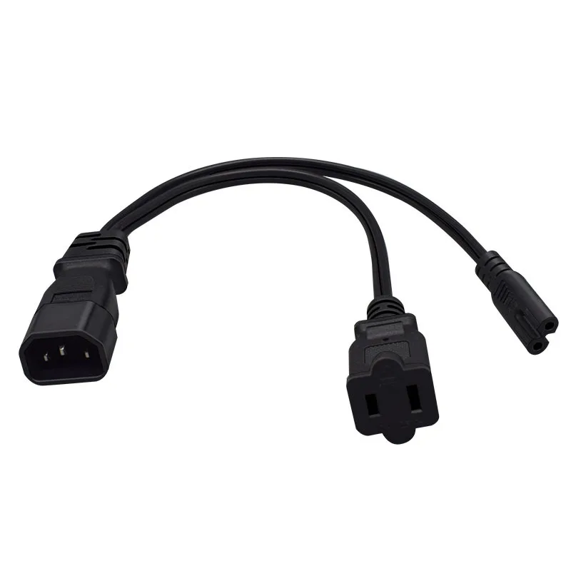 Y نوع الفاصل تمديد كابل كهربائي IEC 320 C14 إلى C7 1-15R الولايات المتحدة أنثى قصيرة سلك الطاقة 0.3 متر لخادم مضيف الكمبيوتر PDU