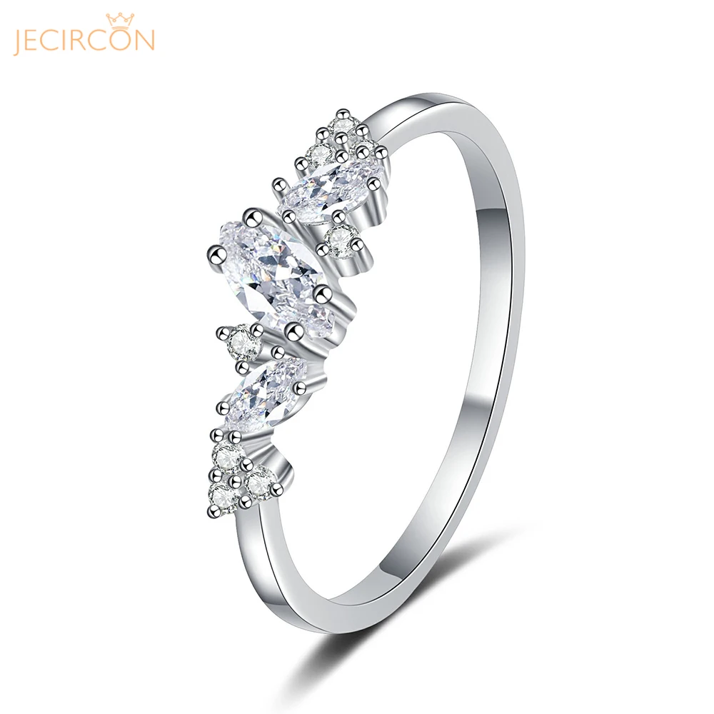 

JECIRCON 0.58 Carat Horse Eye Moissanite Ring for Women Fashion Niche Design Party Gift 925 Sterling Silver Commuter Jewelry