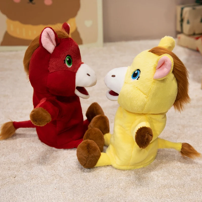 Kawaii Horse Hand Puppets Stuffed Plush Animals Toys Hand Finger Story Puppet Dolls Educational Baby Children New Year Gifts