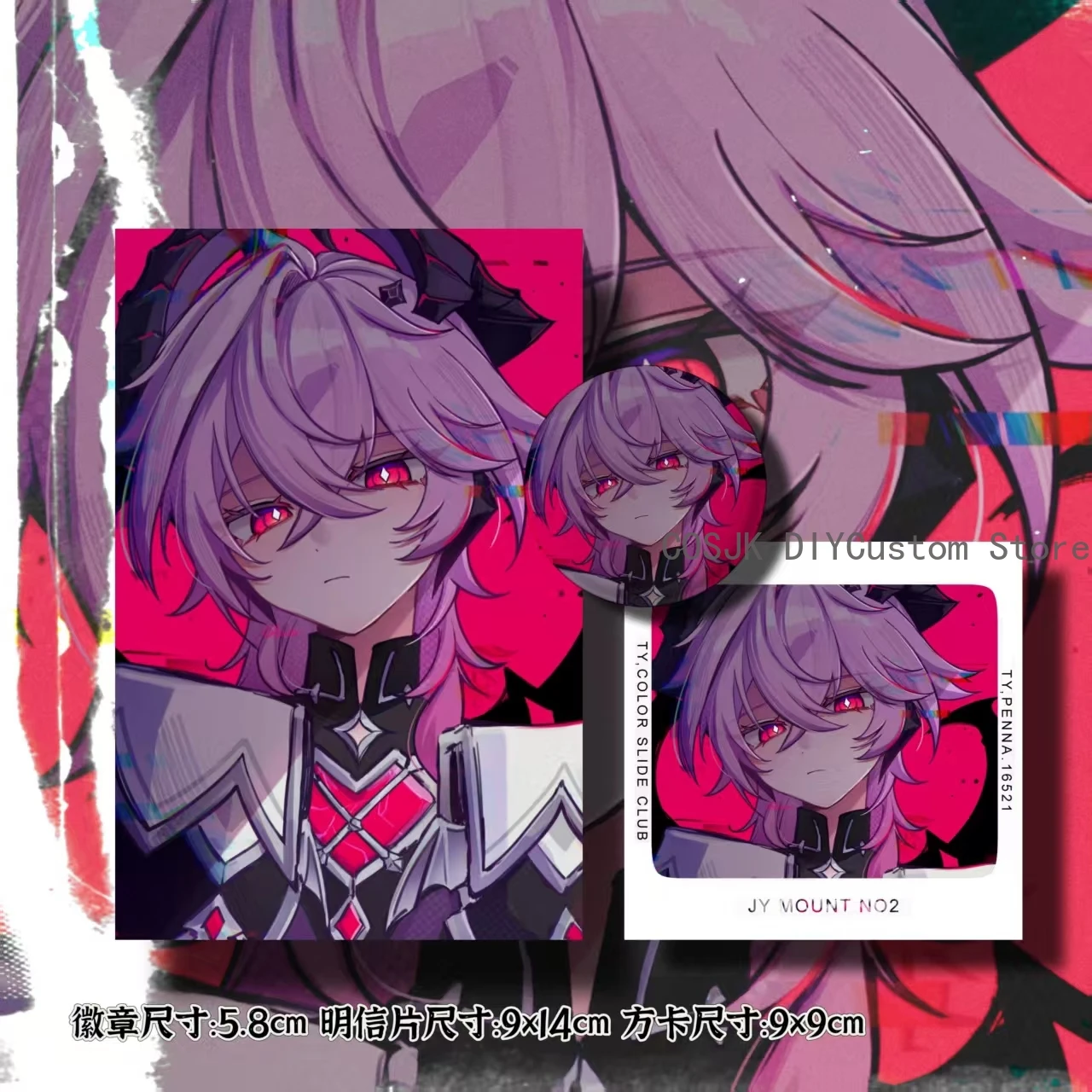 Game Genshin Impact Durin 3pcs Set Badge Pins Postcard Square Card Pendant Fans Collection Gift