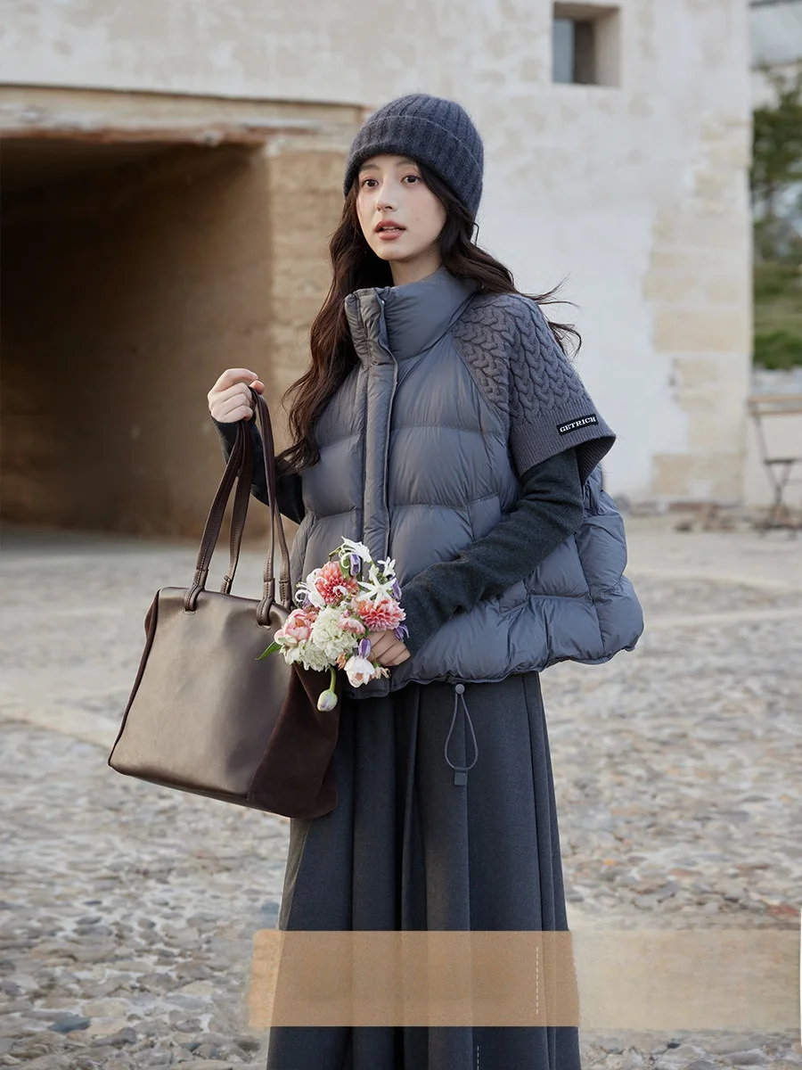 

Зимняя утепленная женская куртка Ximen 2025 в корейском стиле, износостойкая, вязаная, с пэчворком, теплая, уютная, с высокой талией