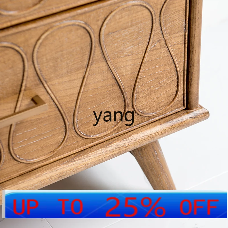 

lmm Multi-Functional Retro Country Solid Wood Furniture Hallway Mijia Carved Three-Drawer Side Cabinet Storage