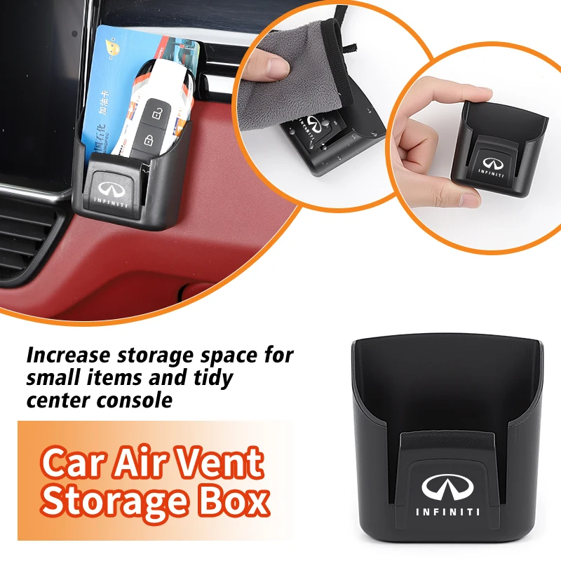Car Air Vent Key Storage Box ABS Plastic Small Case Cards Holder For Infiniti Q50 FX35 Q30 G37 Q70 QX70 G35 Q60 QX50 QX60 QX80 view 3