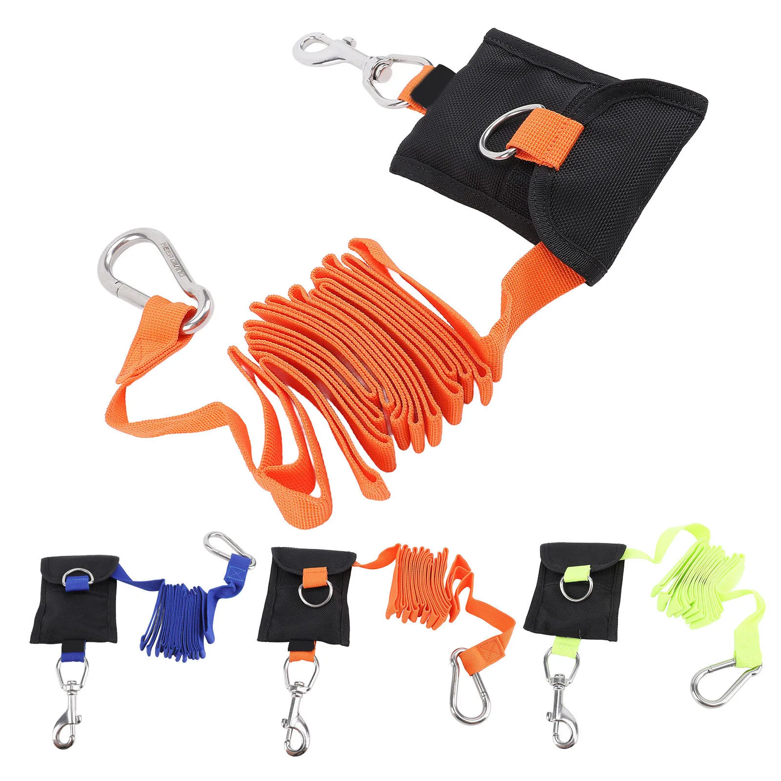 Scuba Diving Lanyard 2.6M Nylon BCD Side Mount Anti Lost Strap Underwater Safety Rope with Stainless Steel Buckle for Snorkeling