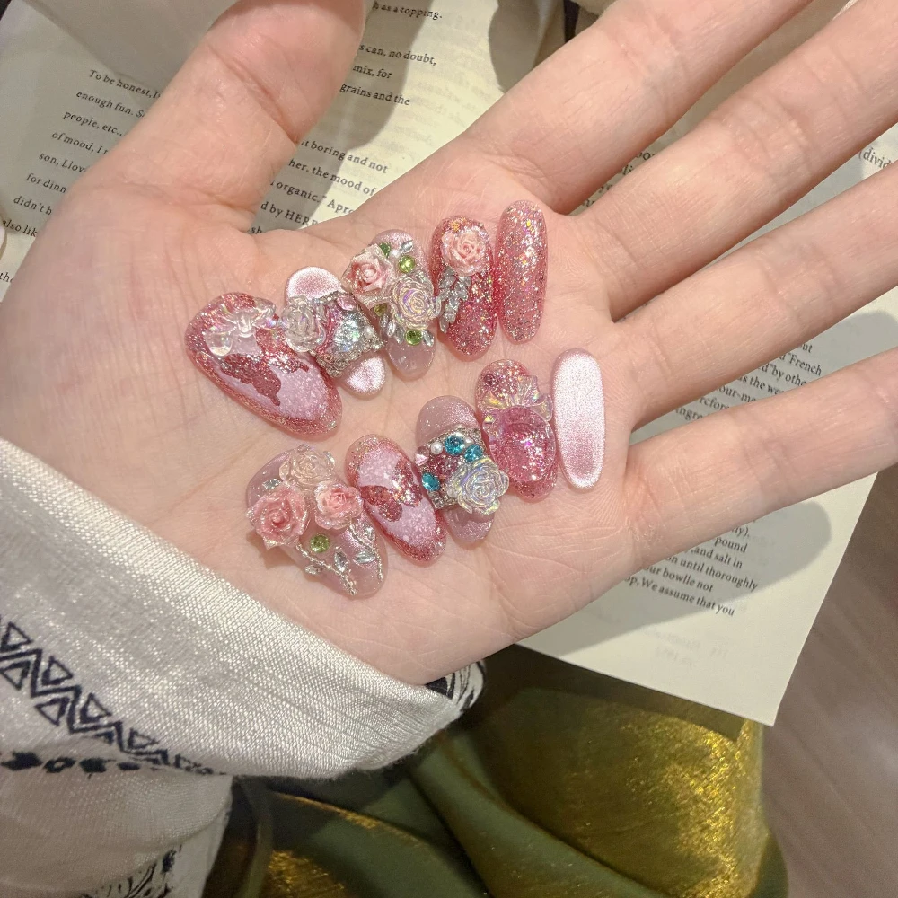 10個入り サマーキャットアイ ハンドメイド つけ爪 デザイ - Nail Art Fake のレビューと価格