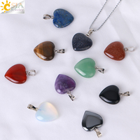 CSJA Heart Crystals Natural Stone Necklaces  Pendants Women Carnelian Pink Quartz Clear Amethysts Crystal Healing Necklace E594