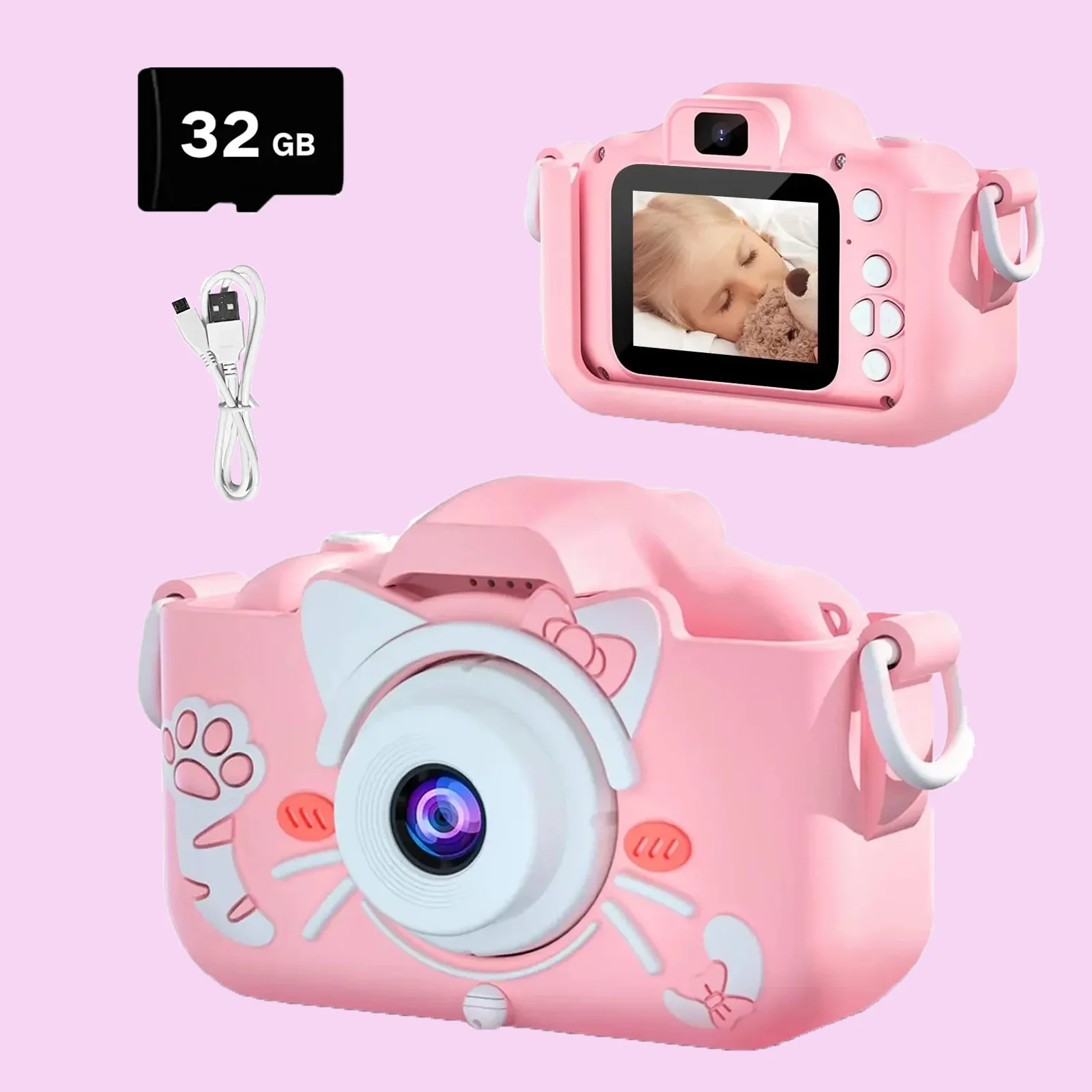 Mini Cute Cartoon Camera for Kids, câmera digital para criança, brinquedo com vídeo, melhor presente de aniversário para crianças, 20MP