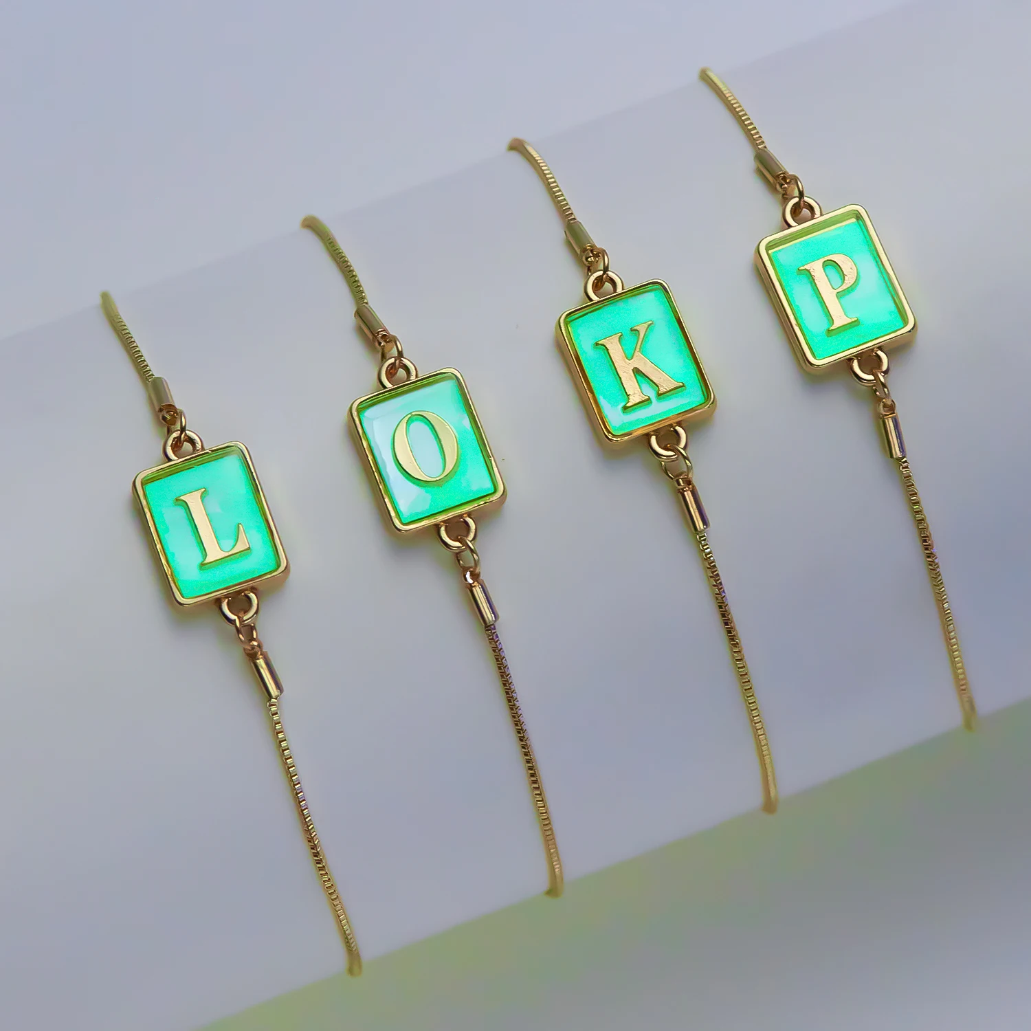 Stainless Steel Luminous 26 Letters Initial Bracelet for Women Men Glow In The Dark A-Z Alphabet Bracelet Friendship Jewelry image 5