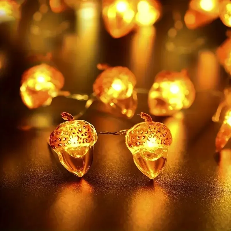 

LED pinecone acorn string lights, hazelnut ambiance string lights, night lights for indoor rooms, flashing lights for holiday ha