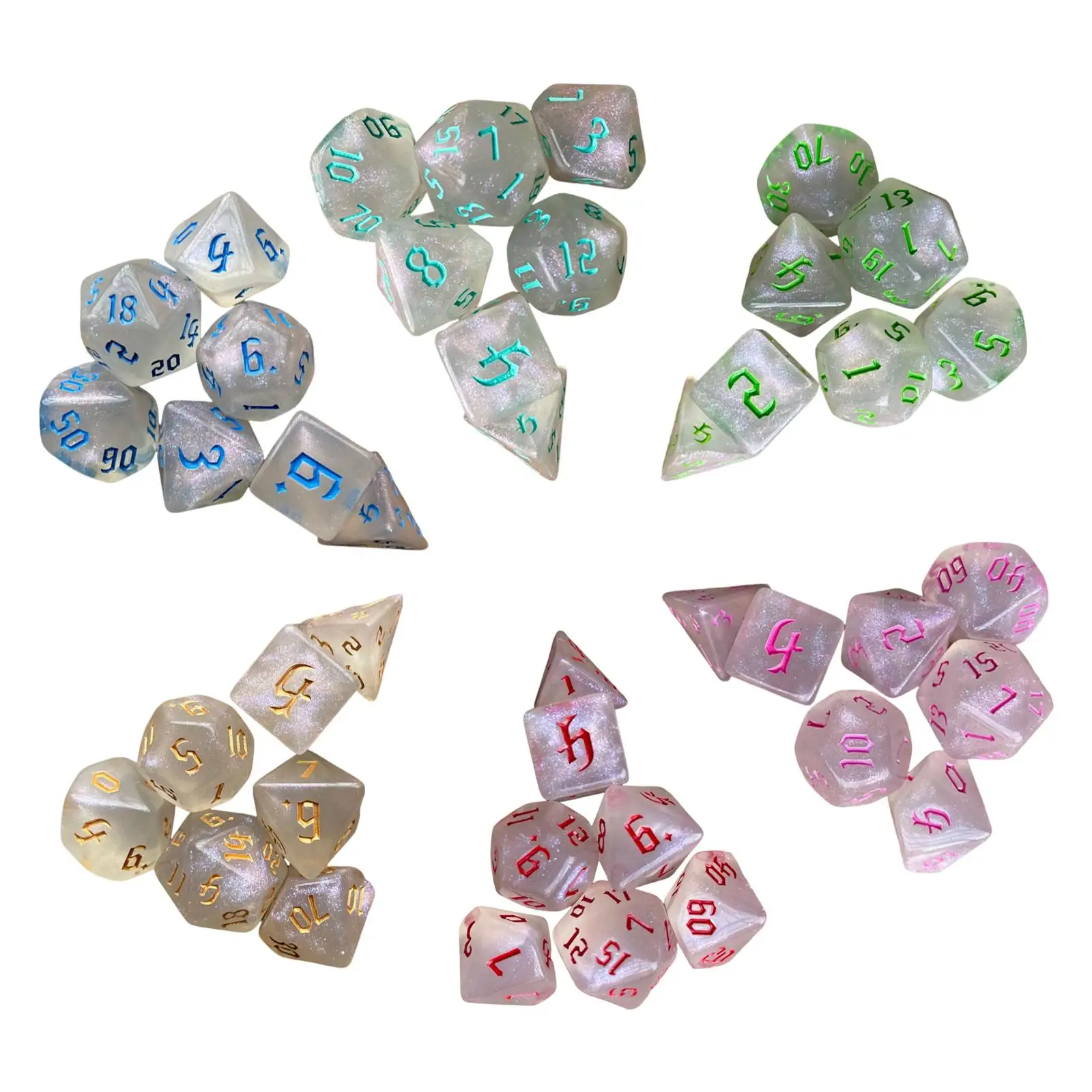 7 Piece Polyhedral Game Dices for Math Games Logic Puzzle Activities Tabletop Board Gaming Favors Accs