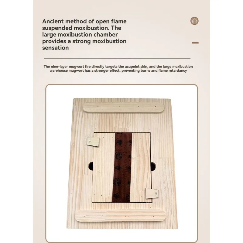 Portable Moxa Device-Solid Wood Moxibustion Box For Back, Neck& Abdominal Therapy-Ai Cotton Pad Included