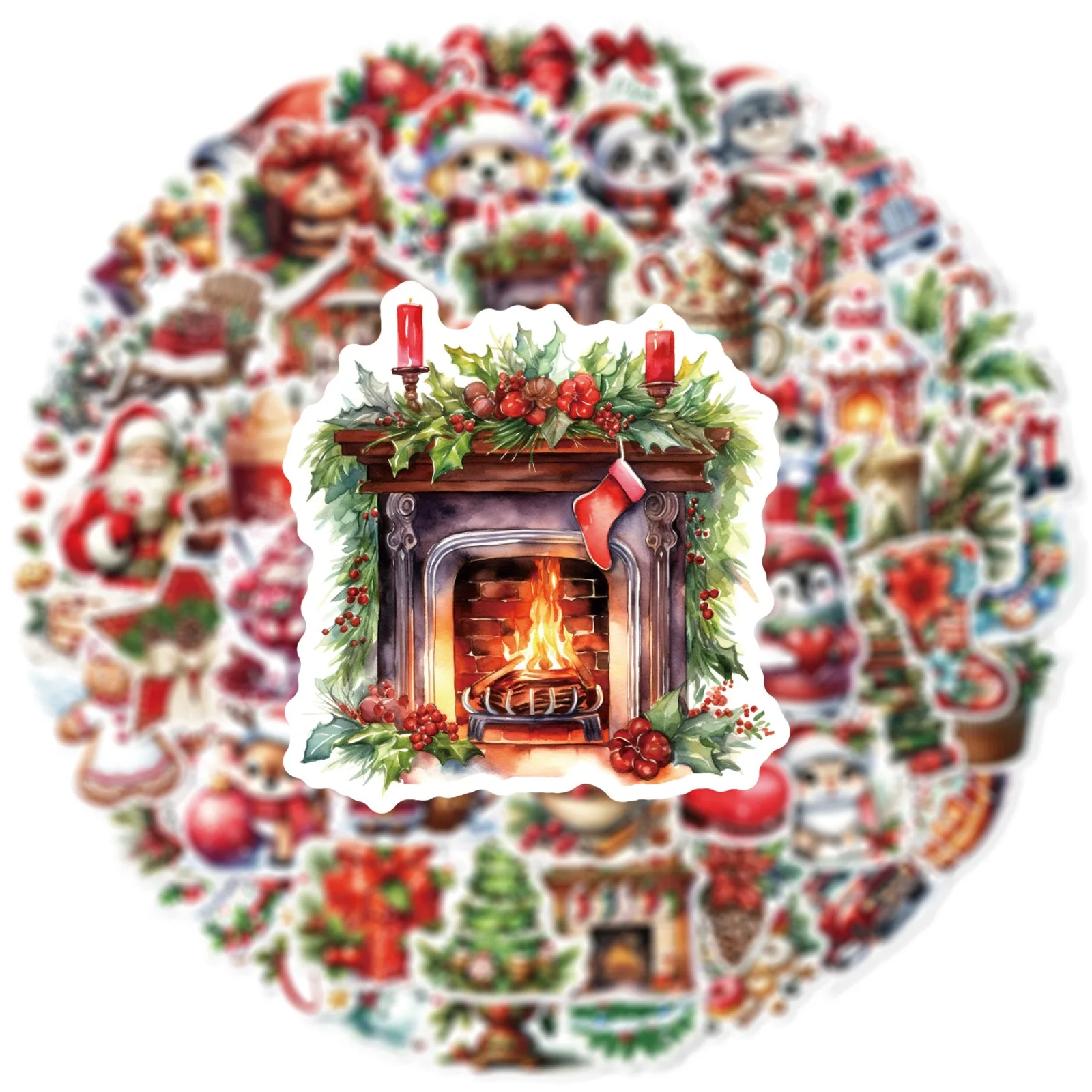 10/60PCS Cute Merry Christmas Festival Cartoon Stickers DIY Decoration Waterproof Skateboard Notebook New Year Graffiti Sticker