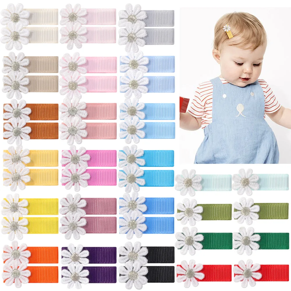 

Baby Flower Hair Clip Grosgrain Sunflower Mini Daisy Hairpin Wrap Cloth Alligator Clip Decorative Hair Accessories for Kid 10PCS