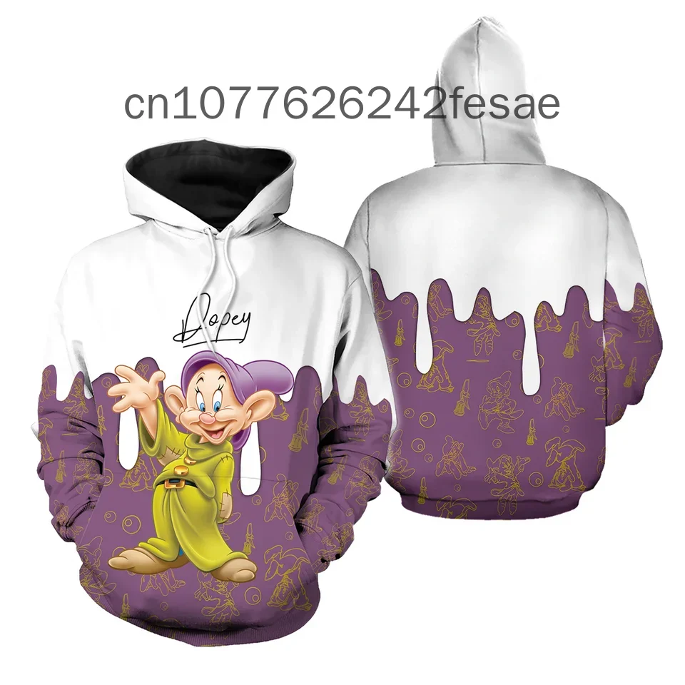 Summer New Disney Grumpy Dwarf Hoodie Cartoon Anime Men's and Women's Oversize Hoodie