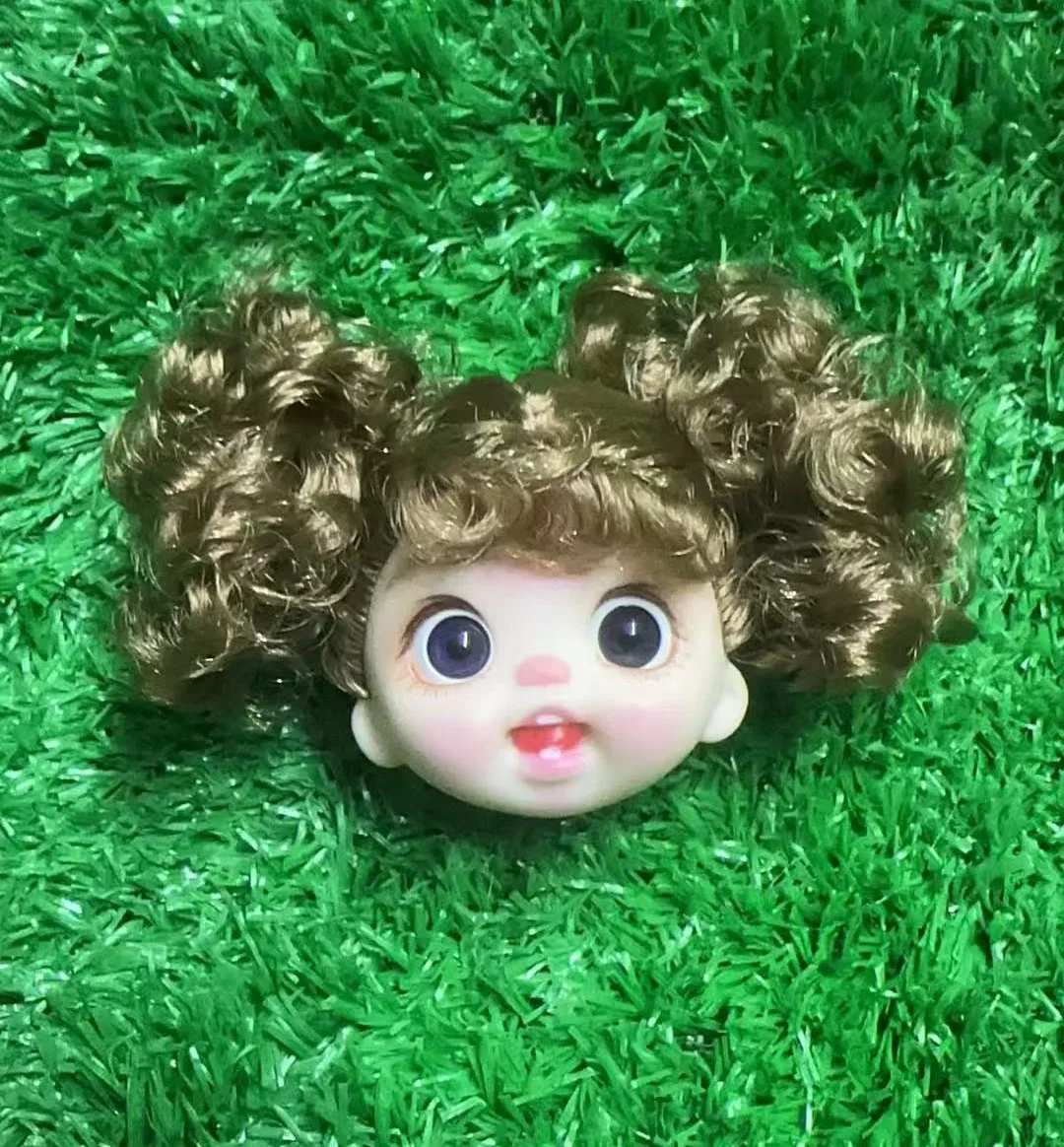 1/12 Cute Emoticon Girl Lolifen Doll Head Accessories Cartoon Big Eyes/Curly Hair, DIY Dress-up OB11 Multiple Styles Doll Head