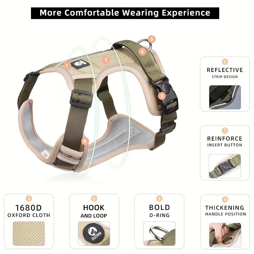 Anti-Choke Dog Harness - Chest With Reflective Strip Comfortable, Durable, Adjustable Handle for Small Medium Large Dogs