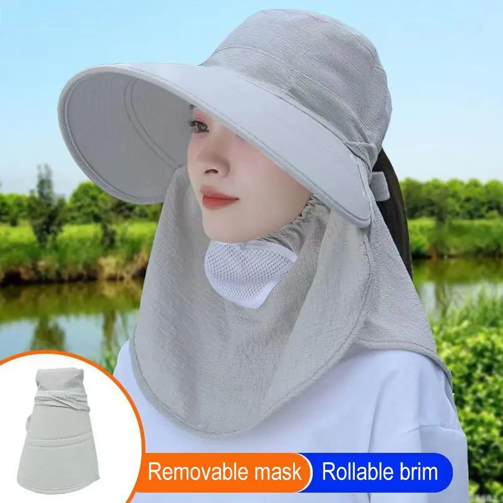 

Summer Sun Fishing Hiking Hat UV Protection Ear Flap Neck Cover Unisex Leisure Hat Removable Face Safari Hat