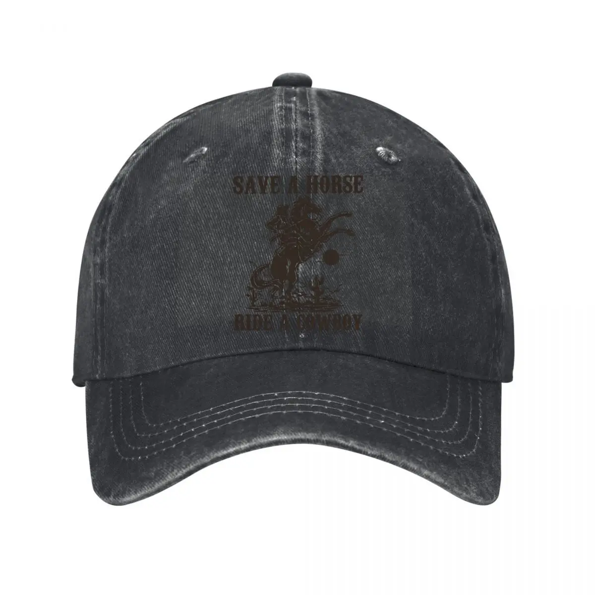 Save A Horse Ride A Cowboy Rodeo Horse Cowboy Graphic Washed Baseball Cap Outdoor Hat