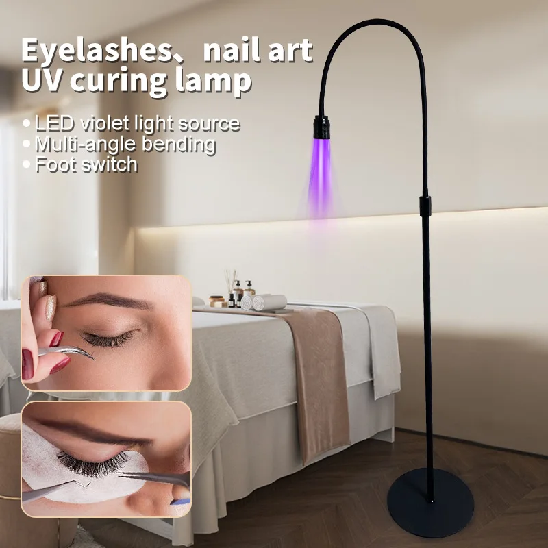 

12W UV Floor Lamp Fast Heat Dissipation Foot Switch Quick Cure Manicure Eyelash Grafting Ultraviolet Gel Curing LED Beauty Light