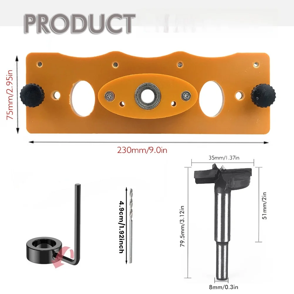 35mm Punch Locator Hinge Hole Opener Cabinet Door Panel Drilling Tool With 3 Tooth Cutter Head Hinge Hole Punch DIY Tool