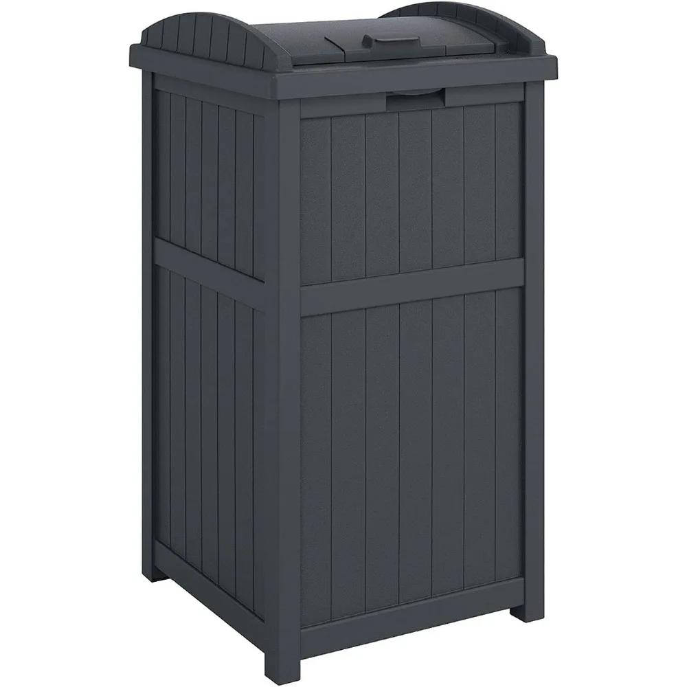 Outdoor Waste Bin Trash Hideaway Container with Latching Lid, 33 Gallon Capacity