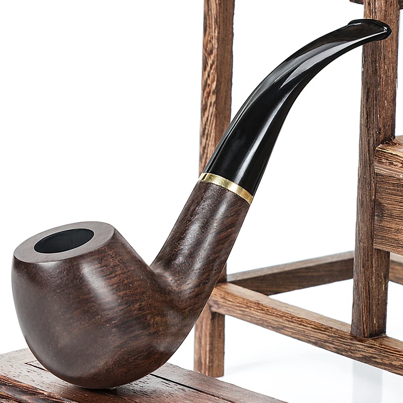 9mm Filter Top Grade Ebony Wood Pipe Tobacco Handmade Smoking Pipe Vintage Bent Engarved Smoke Pipe Accessory